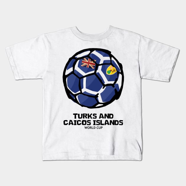 Turks and Caicos Islands Football Country Flag Kids T-Shirt by KewaleeTee